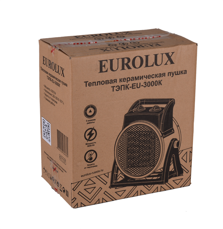 Тепловая электрическая пушка ТЭПК-EU-3000K (керам.нагревательный элемент,круглая) Eurolux
